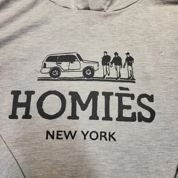 Homies New York Hoodie Womens L Gray Pullover Sweatshirt Long Sleeve Lightweight - Picture 4 of 7